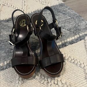 Tory Burch Dark Brown Leather wedges